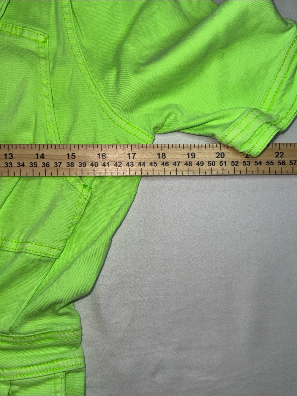 NWT! day+moon Women’s M Lime Green Denim Puff Sleeve Collared Zip/Button Romper - Picture 8 of 10